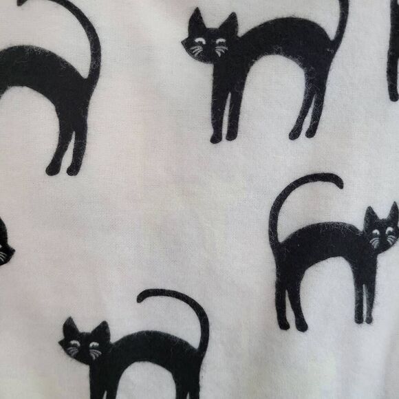 Halloween reversible felt tote pumpkin black cat print glow in the dark spooky h - Picture 6 of 8